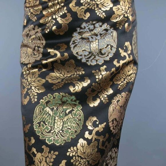 Ralph Lauren Multi Metallic Chinoiserie Silk Midi Pencil Skirt - Picture 11 of 16